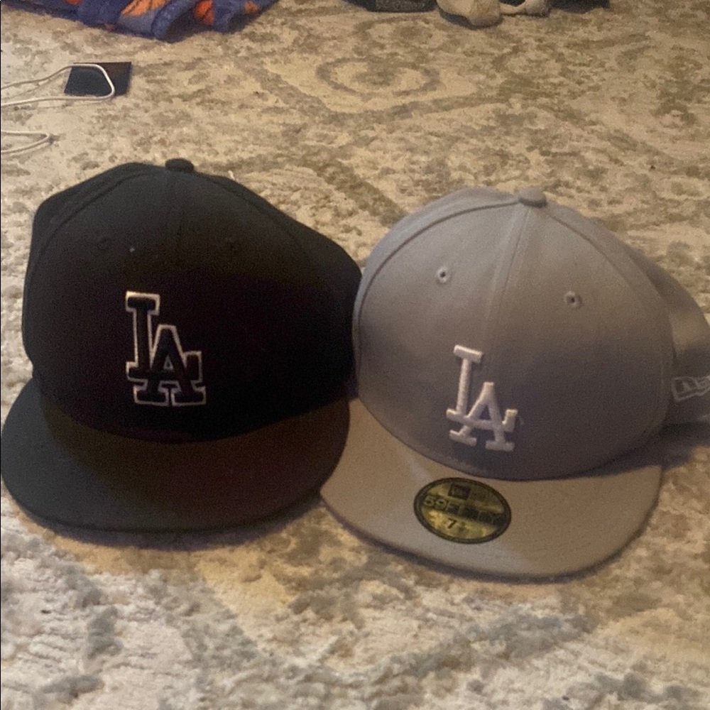 LA Logo Black and Gray Caps